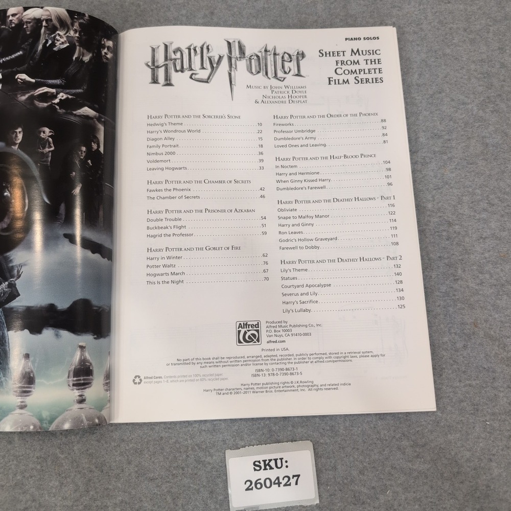 Harry Potter Sheet Music from the Complete Film Series Piano Solos Alfred Music - Picture 3 of 3